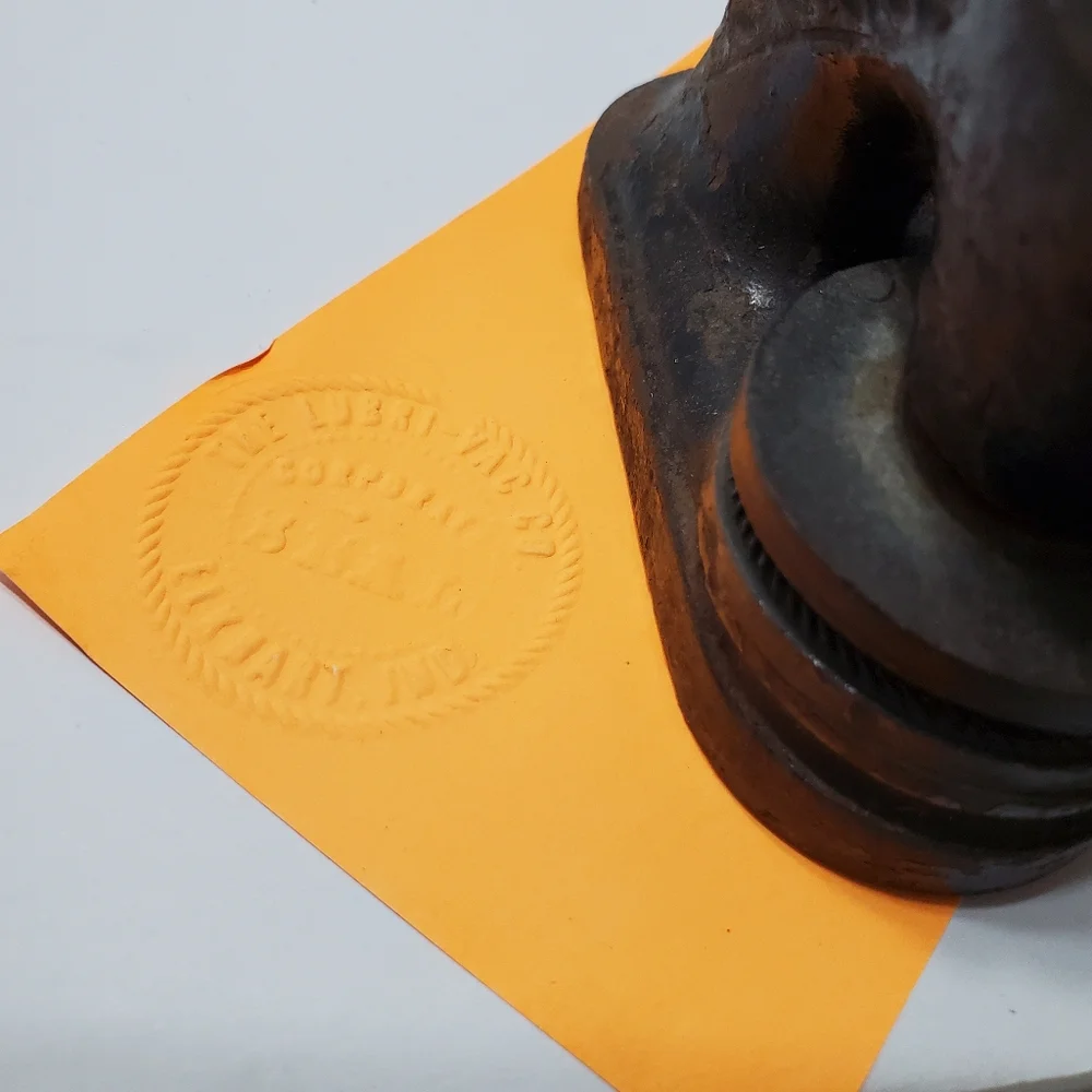 Corporate Seal Embosser The Lubri-vac Company Elkhart, Indiana Antique